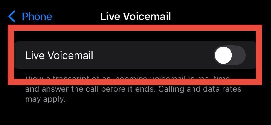Disable Live Voicemail